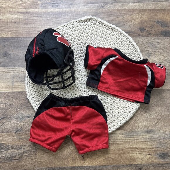 Build A Bear Red Football Outfit Jersey Pants Helmet for BABW Plush Bears - Picture 5 of 6
